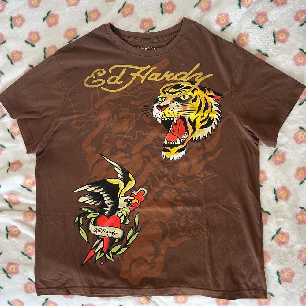 Ed-hardy Men's Brown T-shirt